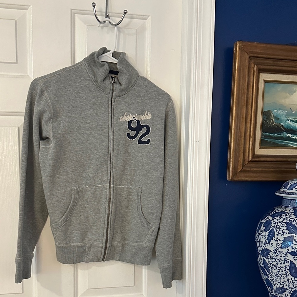 Abercrombie & Fitch Navy & Cream Full Zip Jacket Size Medium